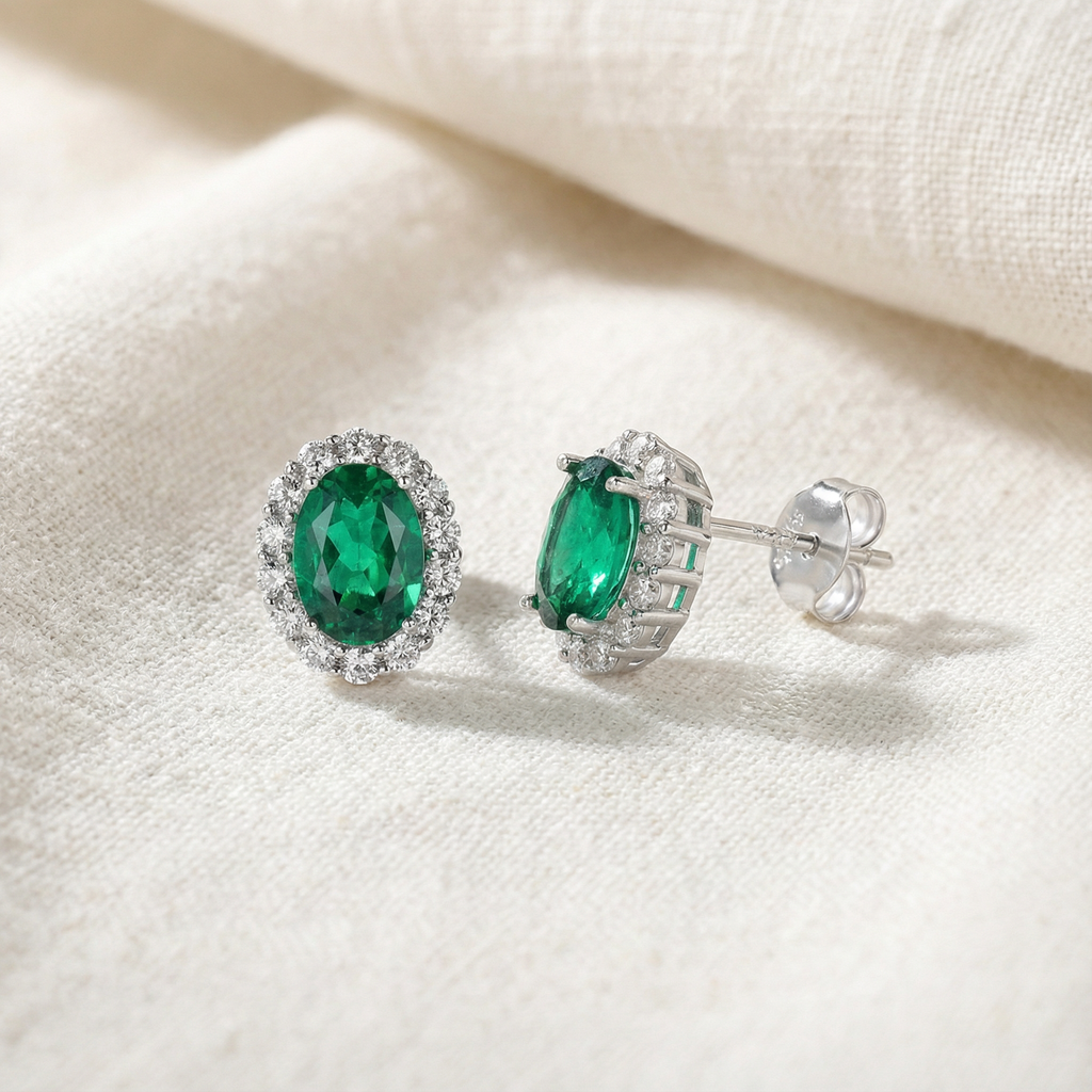 Emerald Studs oval